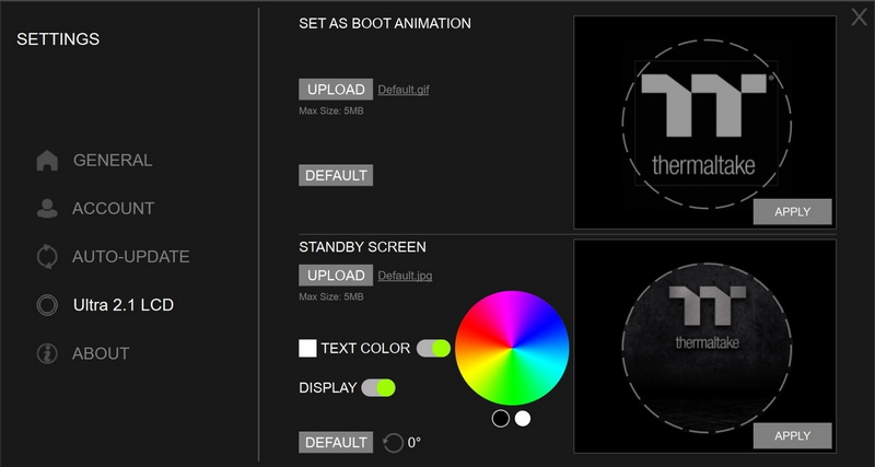 how to change thermaltake aio lcd display