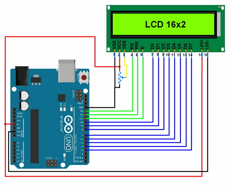 Arduino 16x2 LCD Setup 